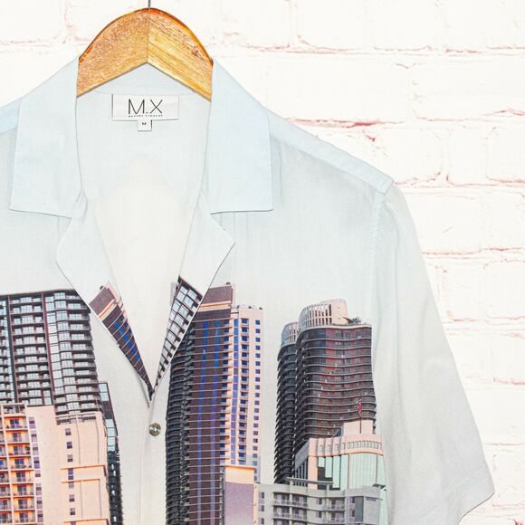 MAXIME SIMOENS MX Men's Building Palm Button up Shirt Size Medium - Picture 7 of 10